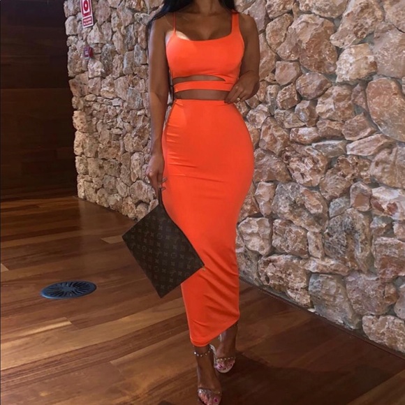 Dresses & Skirts - 🧡🔥LAST ONE!! Orange High Waist Skirt Set